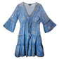 Nomad Sari Sea Blue & Gold Fish Print Dress (L/XL)